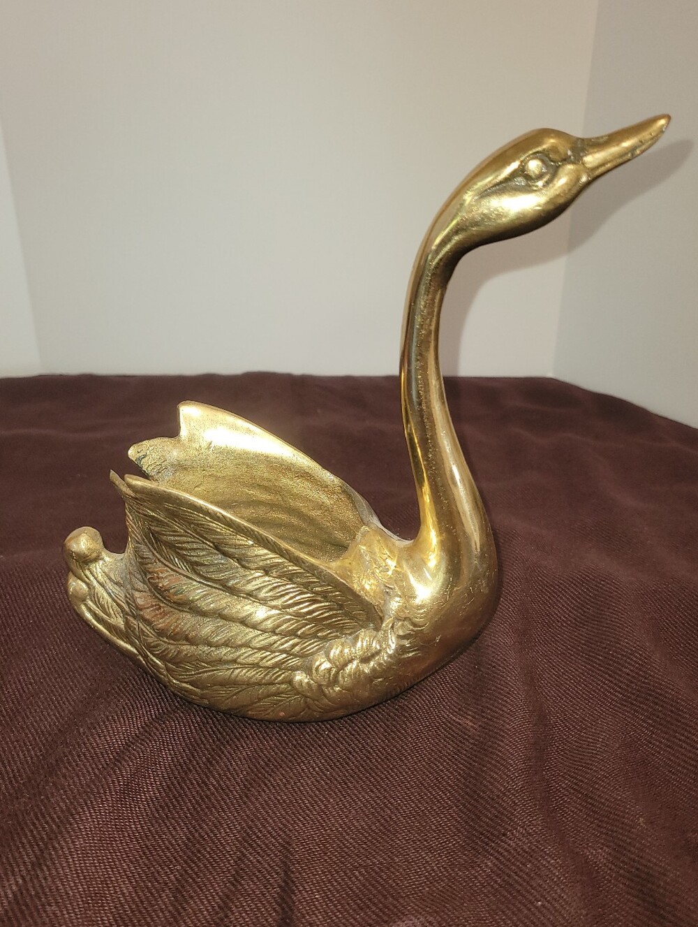 Vintage Brass Swan Planter